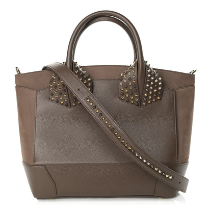 Christian Louboutin Suede Grained Calfskin Studded Large Eloise Satchel Brown 1 of 18