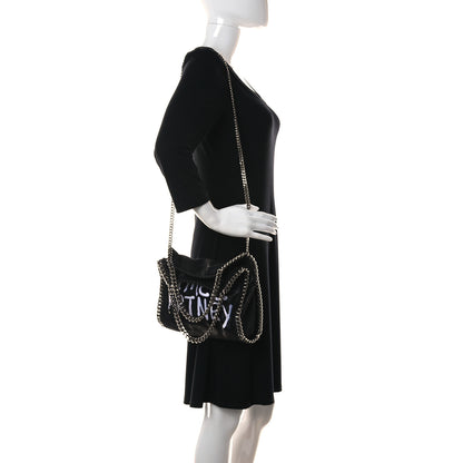 Stella McCartney X ED CURTIS Shaggy Deer Logo Embroidered Mini Falabella Fold Over Tote Black 2 of 9
