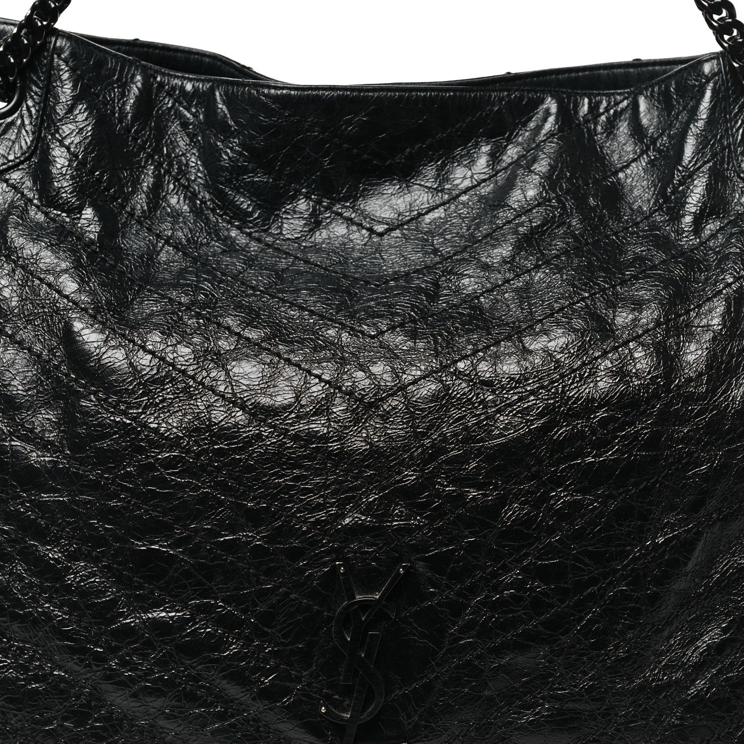 Saint Laurent Crinkled Calfskin Matelasse Monogram Large Niki Shopper Tote Black 8 of 11