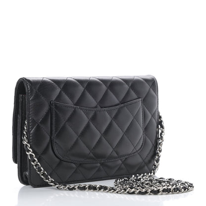 Chanel Lambskin Quilted Wallet On Chain WOC Black 3 of 14