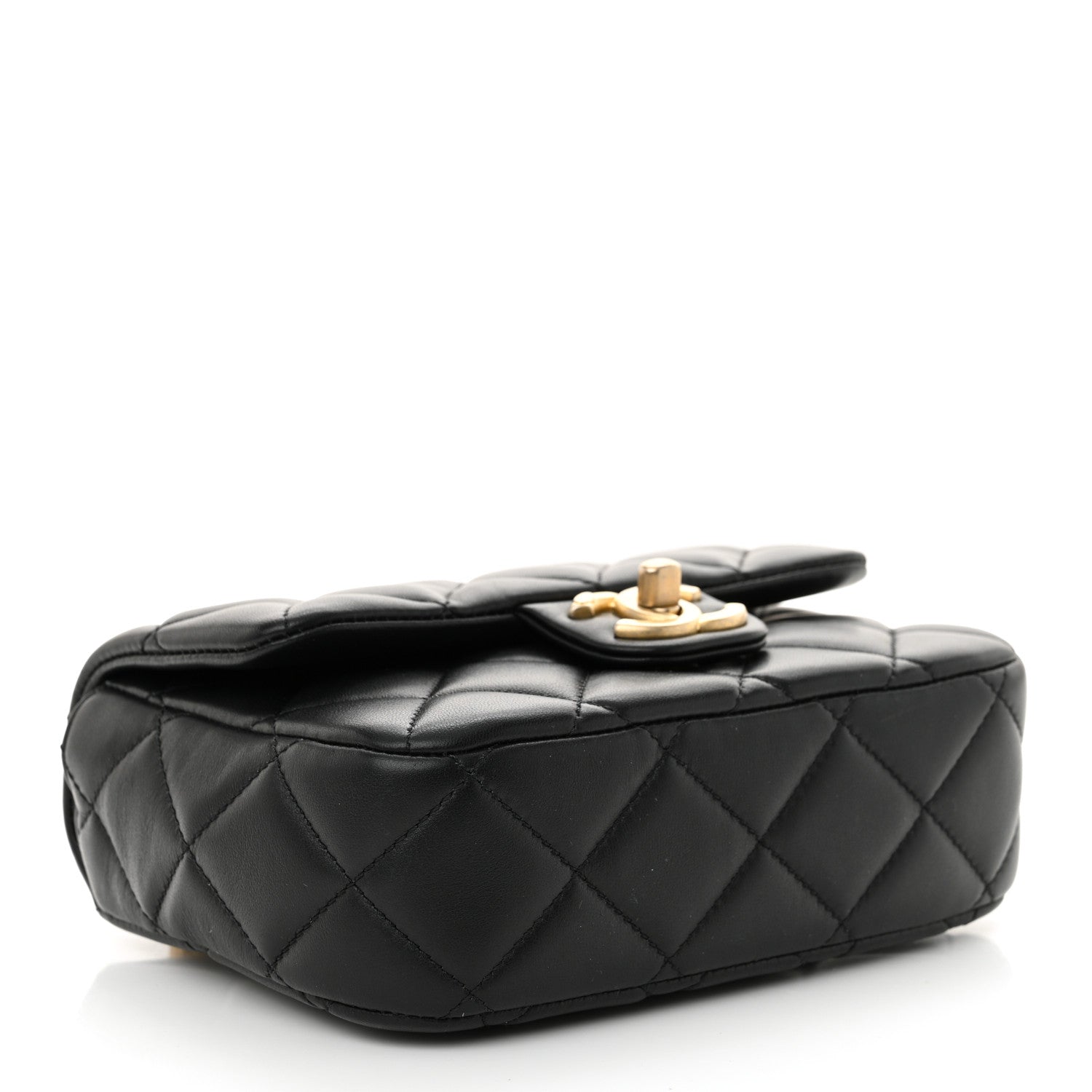 Chanel Lambskin Enamel Pearl Quilted Mini Charm Me Square Flap Black 4 of 10