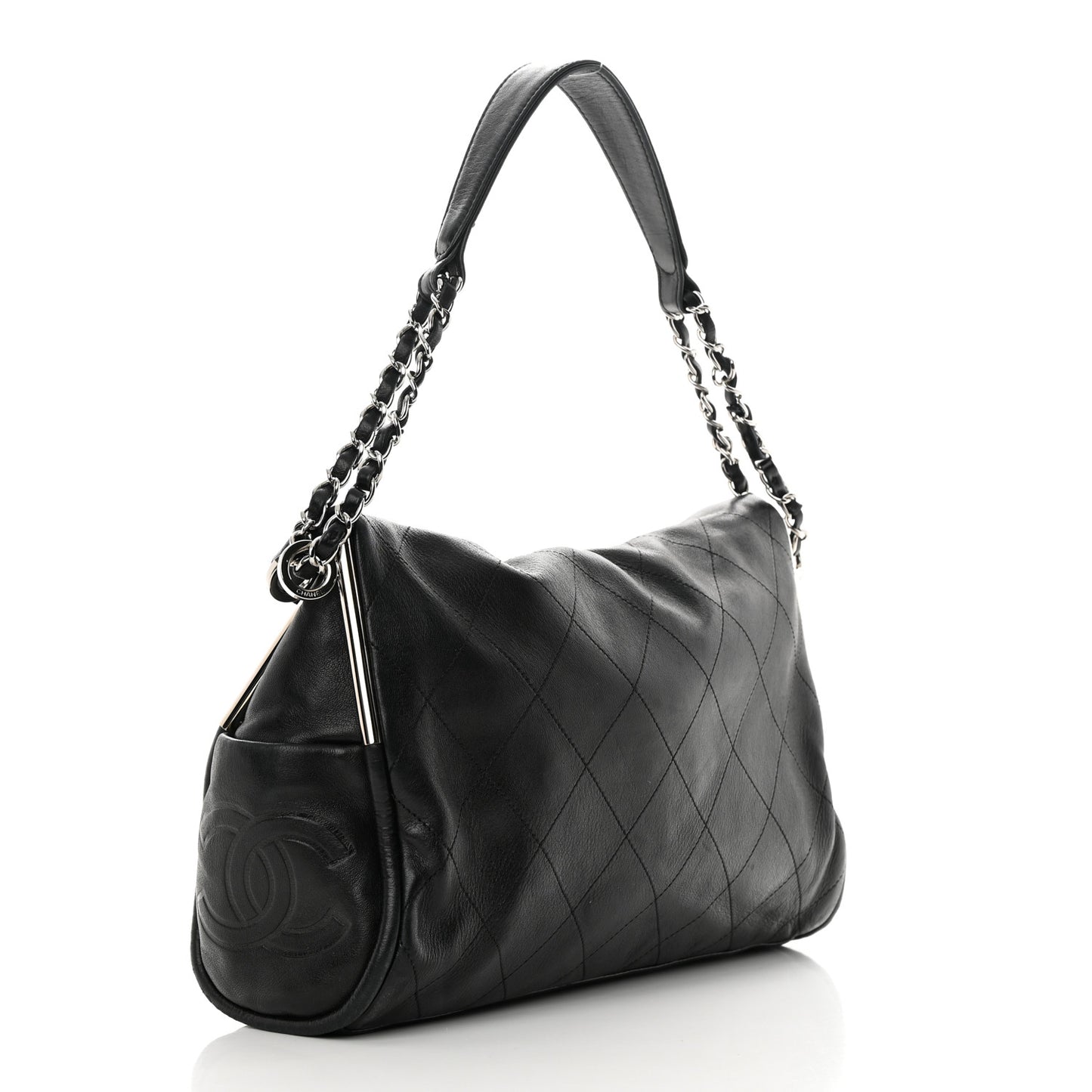 Lambskin Stitched Medium Ultimate Soft Tote Black