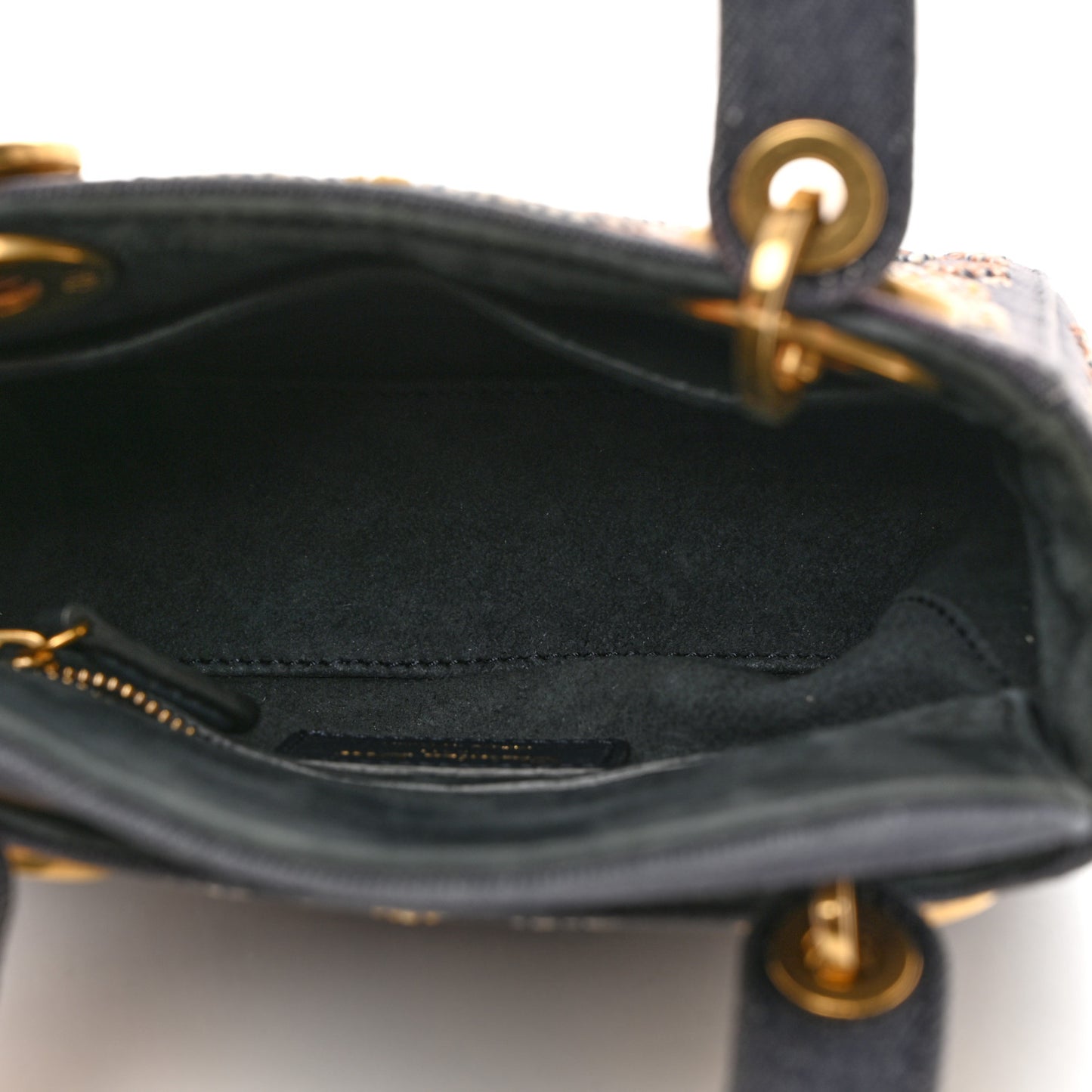 Denim Embroidered Beaded Mini Lady Dior Blue Multicolor