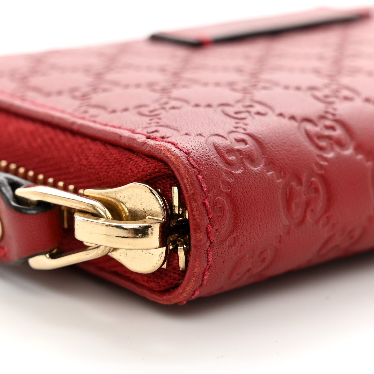 Microguccissima Zip Around Card Case Red