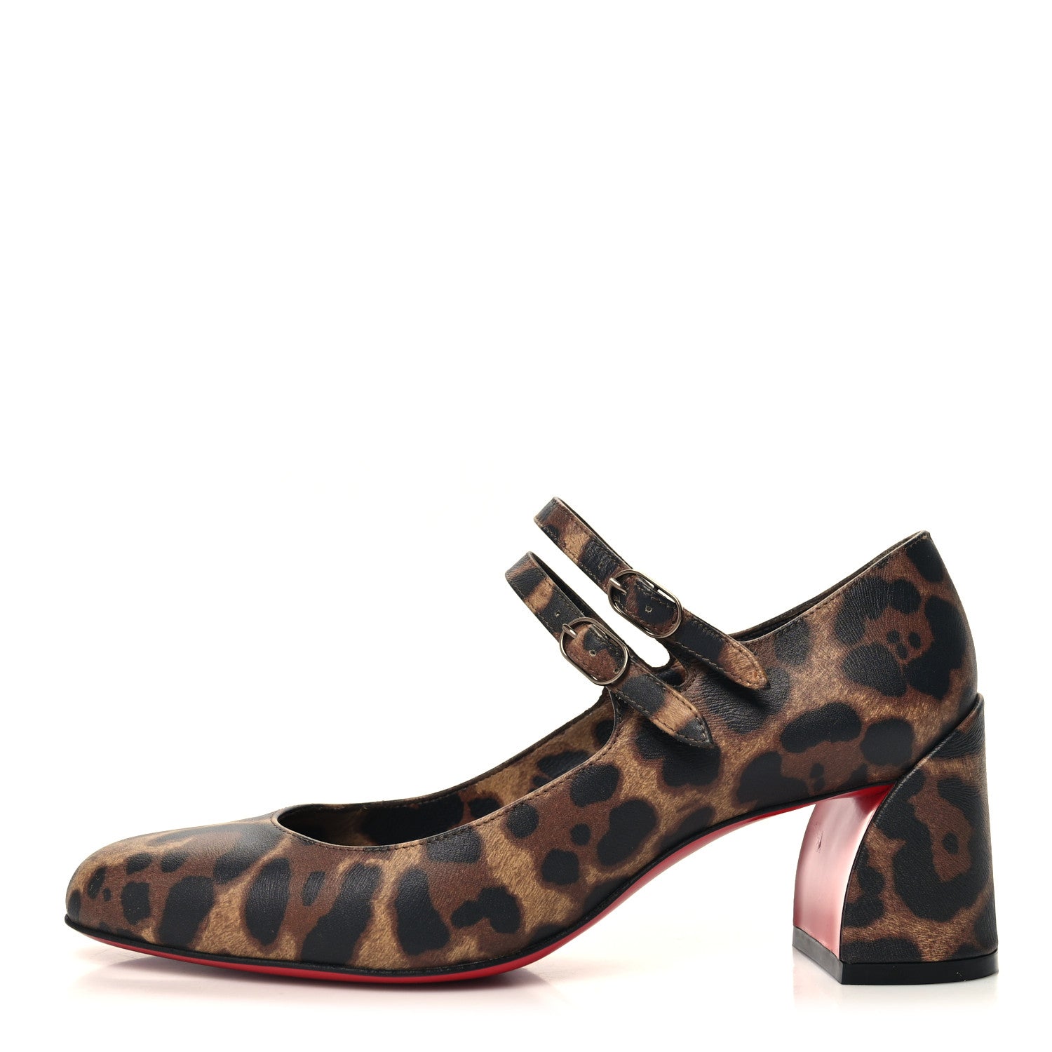 Christian Louboutin Calfskin Miss Jane Mary Janes 55 Pumps 37 Leopard 1 of 7