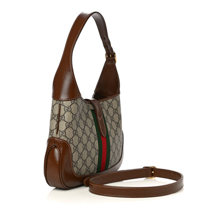 Gucci GG Supreme Monogram Azalea Calfskin Web Small Jackie 1961 Hobo Beige Ebony Brown Sugar 3 of 12
