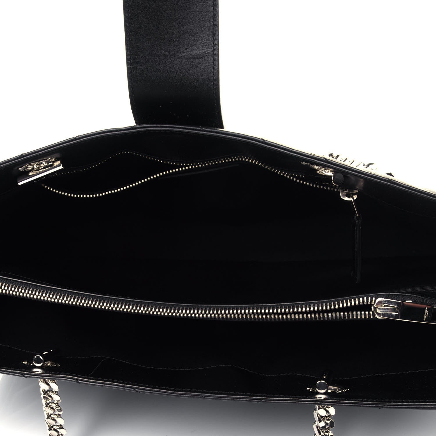 Saint Laurent Smooth Calfskin Matelasse Chevron Large Monogram Shopping Bag Black 4 of 4