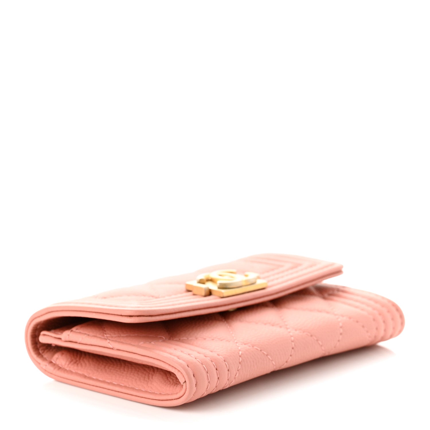Chanel Caviar Quilted Boy Flap Card Holder Wallet Light Pink 4 of 8