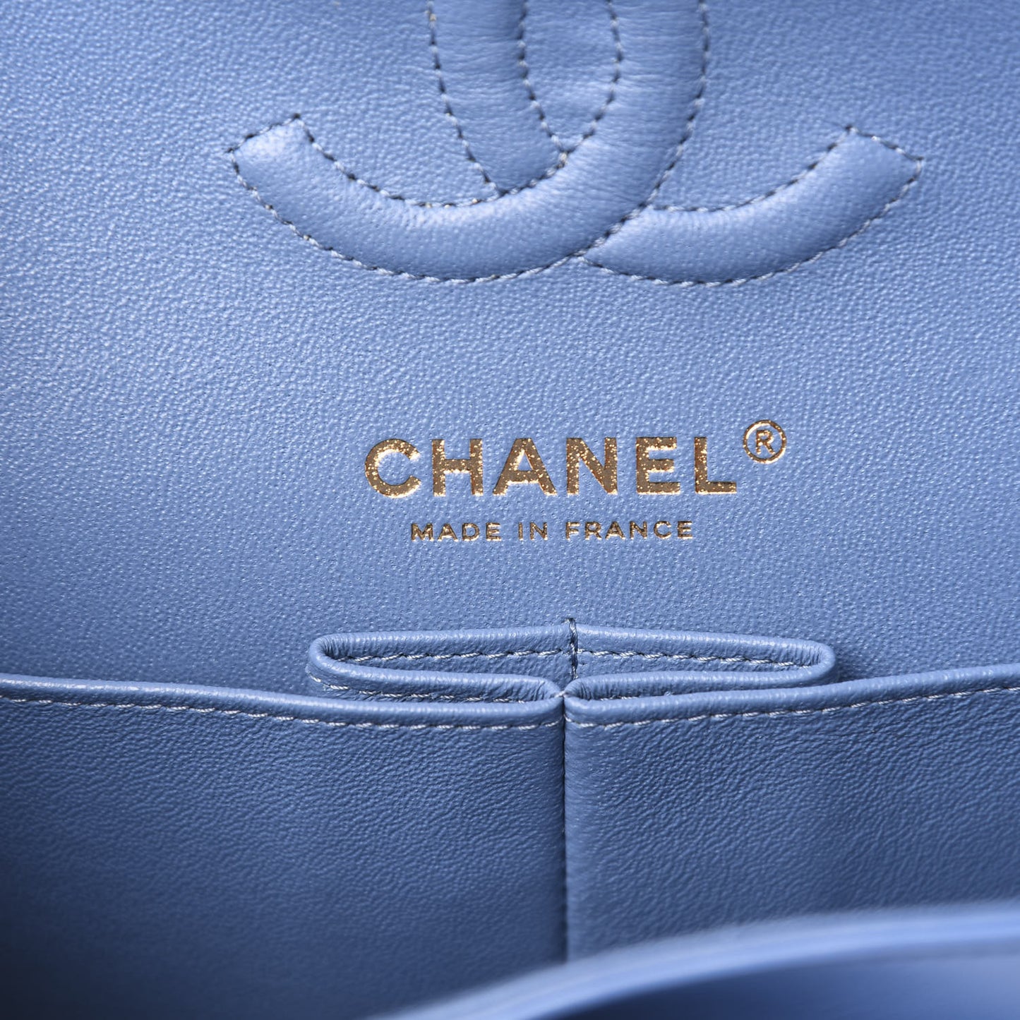 Lambskin Quilted Small Double Flap Blue