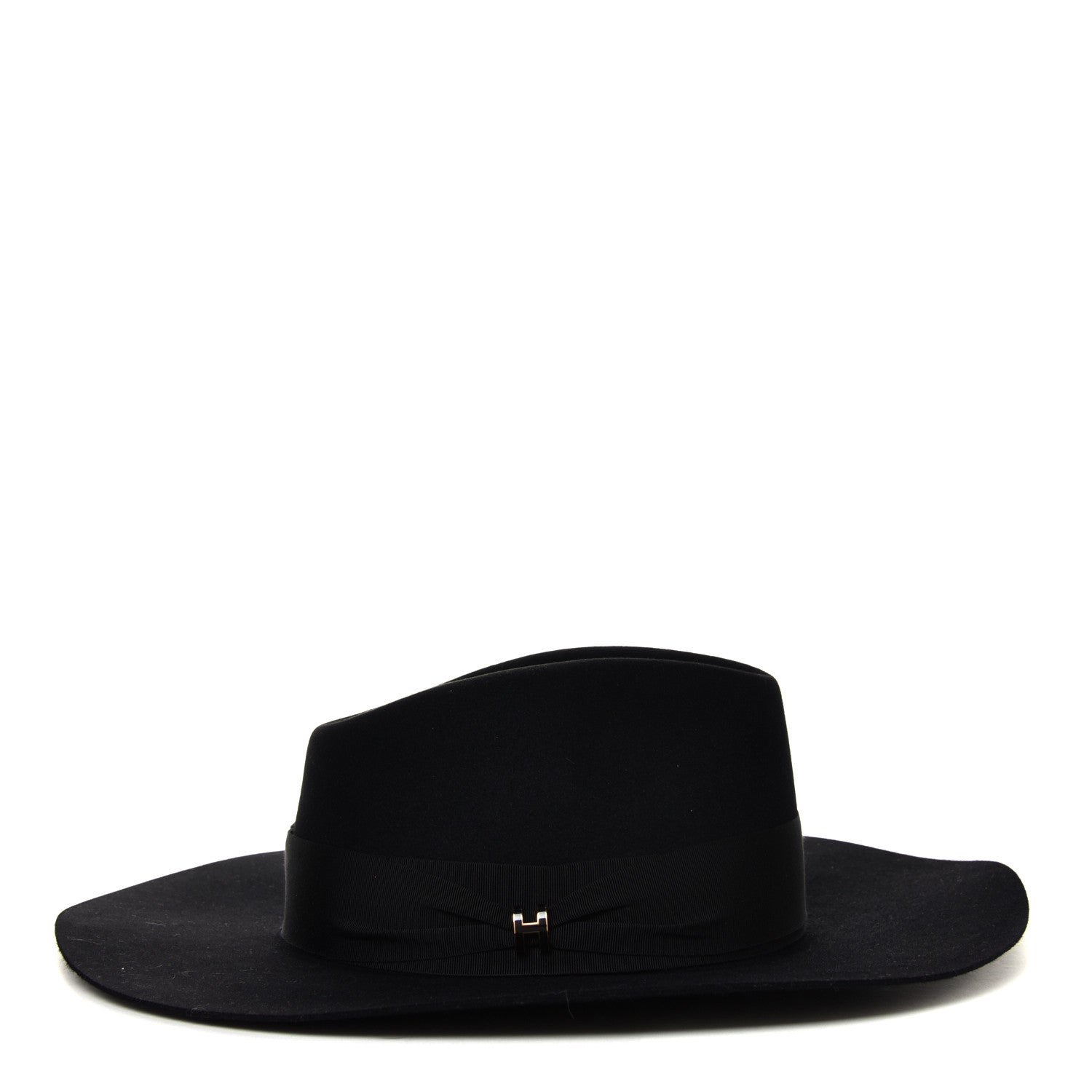Hermes Rabbit Felt Laquered Gold Faubourg Pop H Hat 58 Black 1 of 4