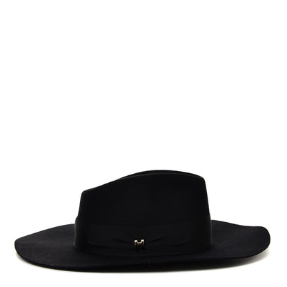 Hermes Rabbit Felt Laquered Gold Faubourg Pop H Hat 58 Black 1 of 4