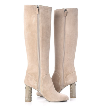 Chanel Suede Calfskin High Boots 40.5 Light Beige 5 of 10