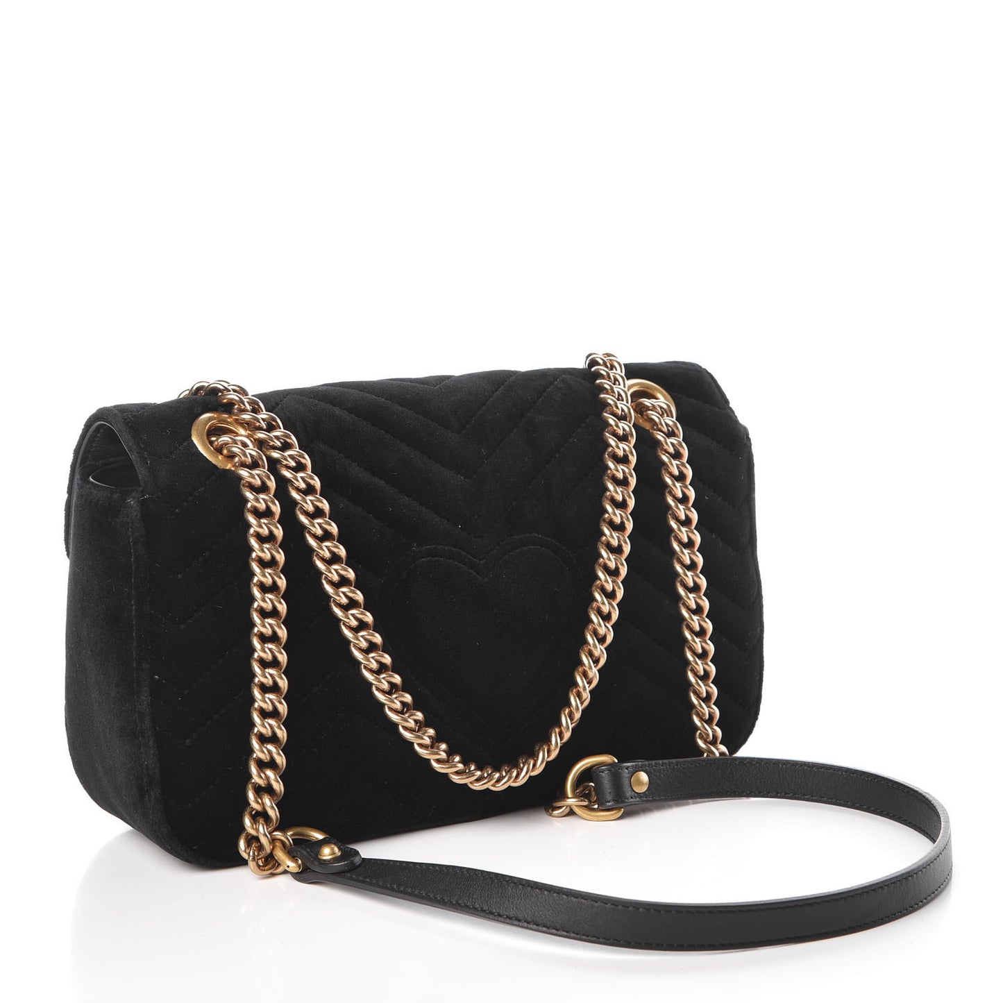 Velvet Matelasse Marquise Crystals Embroidered Small GG Marmont Shoulder Bag Black