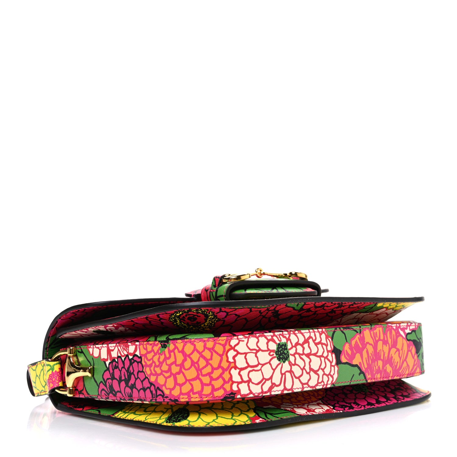 Gucci X KEN SCOTT Textured Calfskin Pomponica Print Horsebit 1955 Shoulder Bag Multicolor Fuxia Pompom 4 of 10