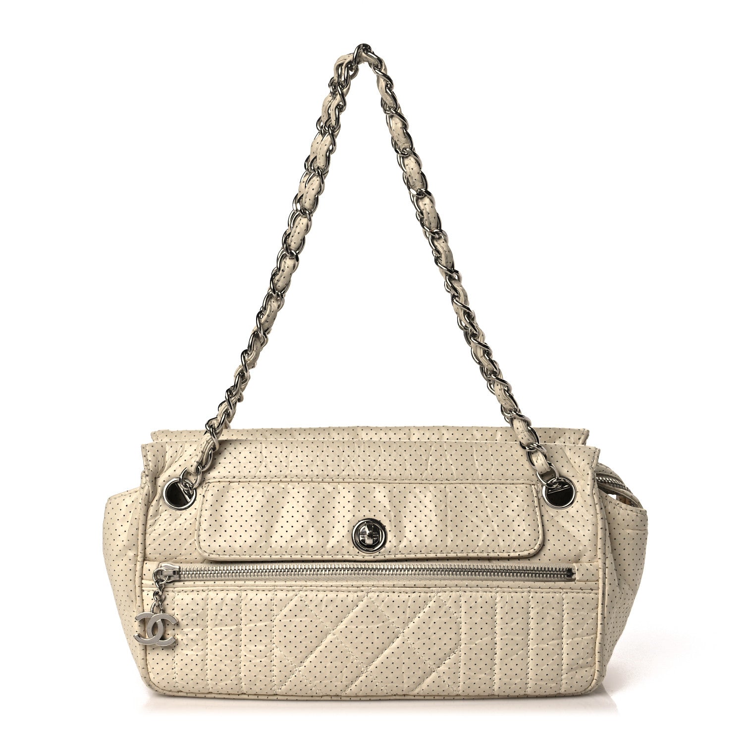Chanel Calfskin Perforated 50's Satchel Beige 1 of 9