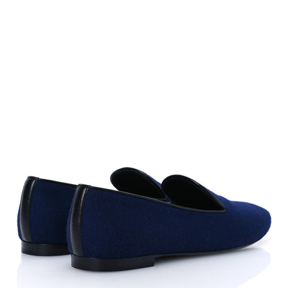 Chanel Fabric Lambskin Womens CC Mocassin Loafers 41 Navy Black 5 of 10