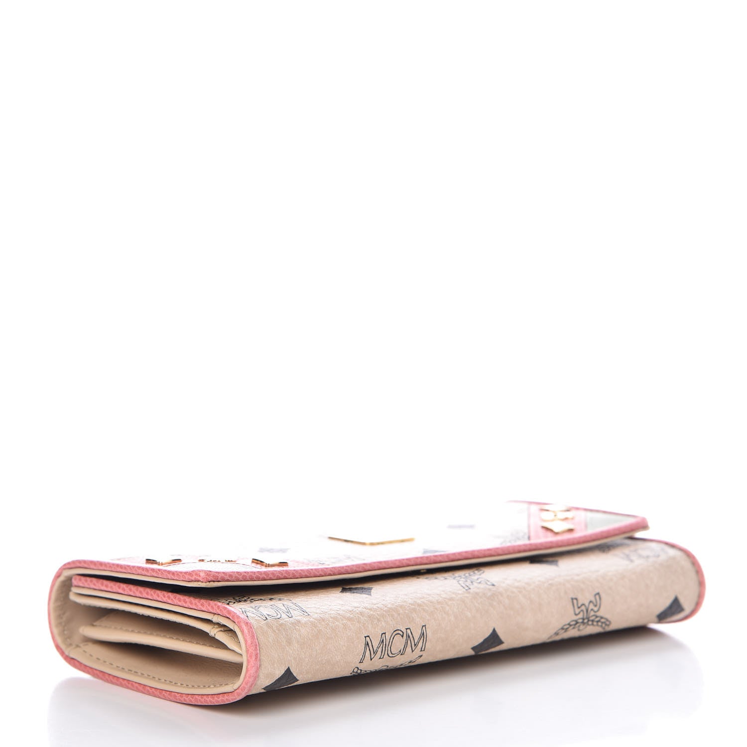 MCM Visetos Lizard Continental Flap Wallet Pink Beige 4 of 10