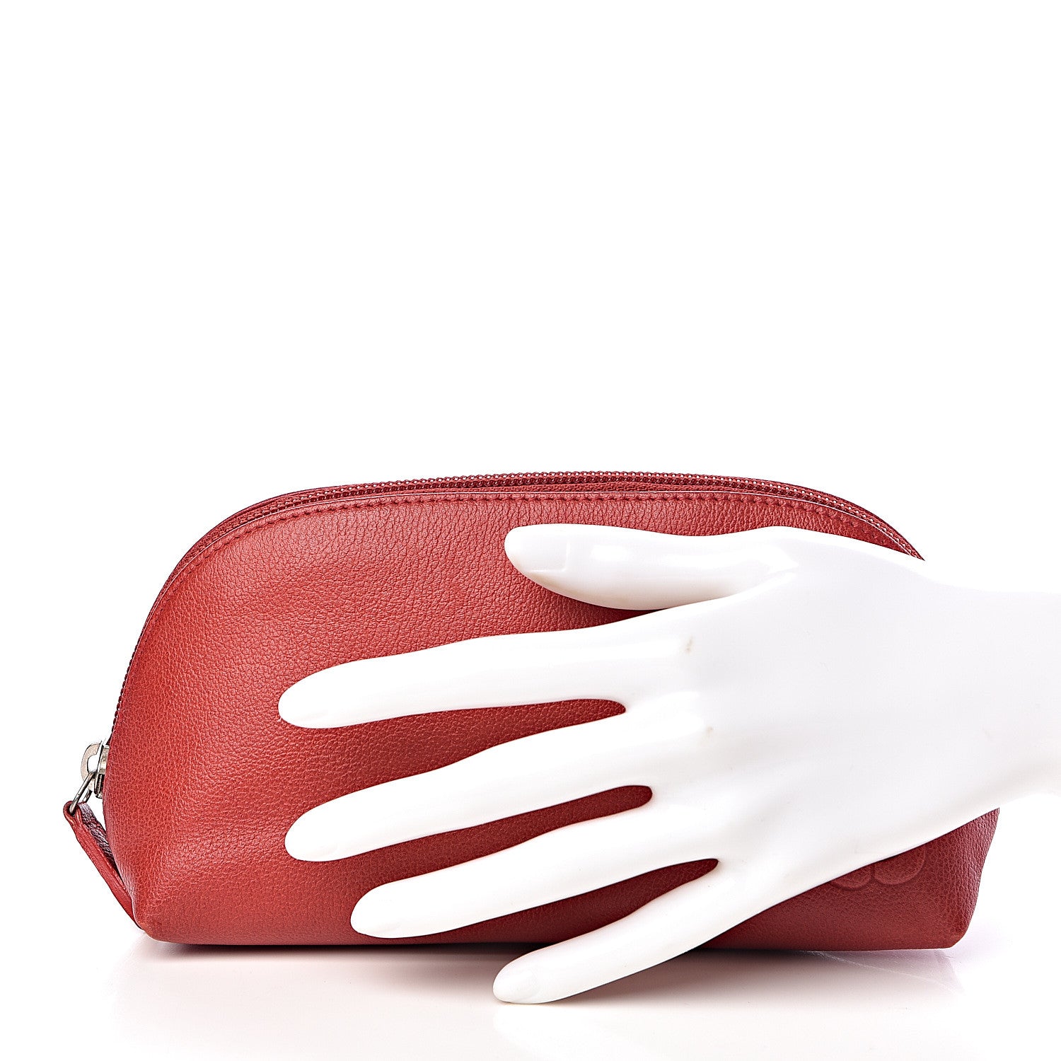 Chanel Goatskin Camellia Embossed Cosmetic Case Red 2 of 8