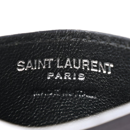 Saint Laurent Grain De Poudre Matelasse Chevron Monogram Credit Card Case Deep Marine 6 of 12