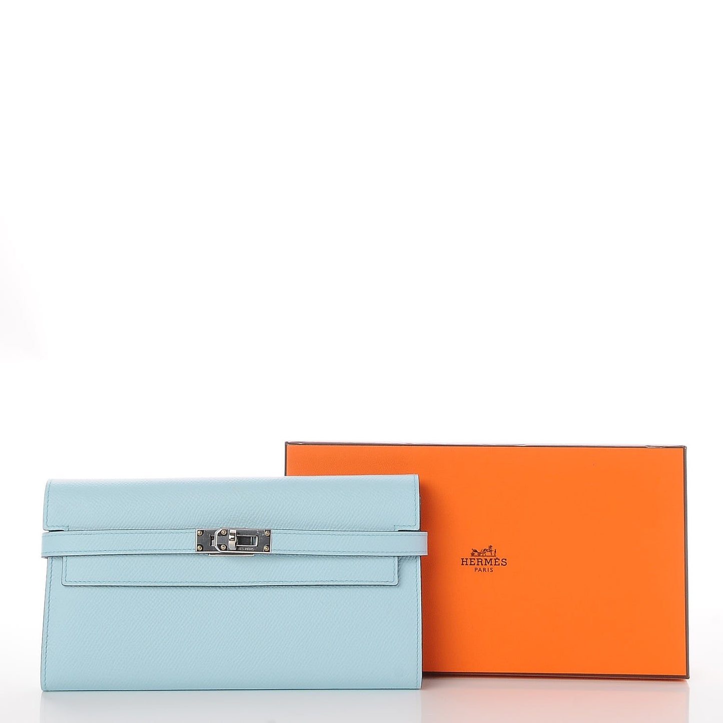 Epsom Kelly Longue Wallet Bleu Zephyr