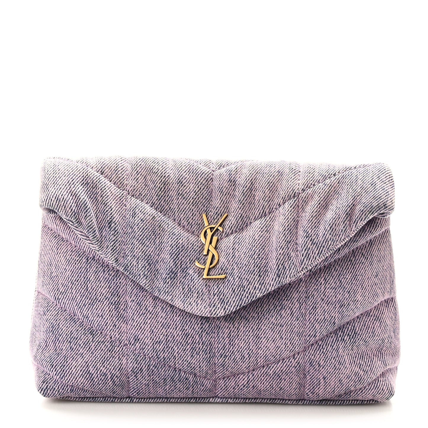 Denim Quilted Loulou Puffer Monogram Pouch Clutch Bleached Lilac