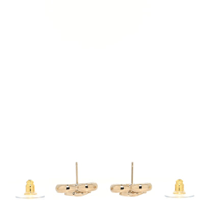 Chanel Metal Crystal CC Logo Heart Earrings Gold 3 of 4