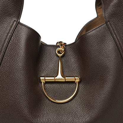 Gucci Grained Calfskin Softbit Maxi Shoulder Bag Dark Brown 8 of 10
