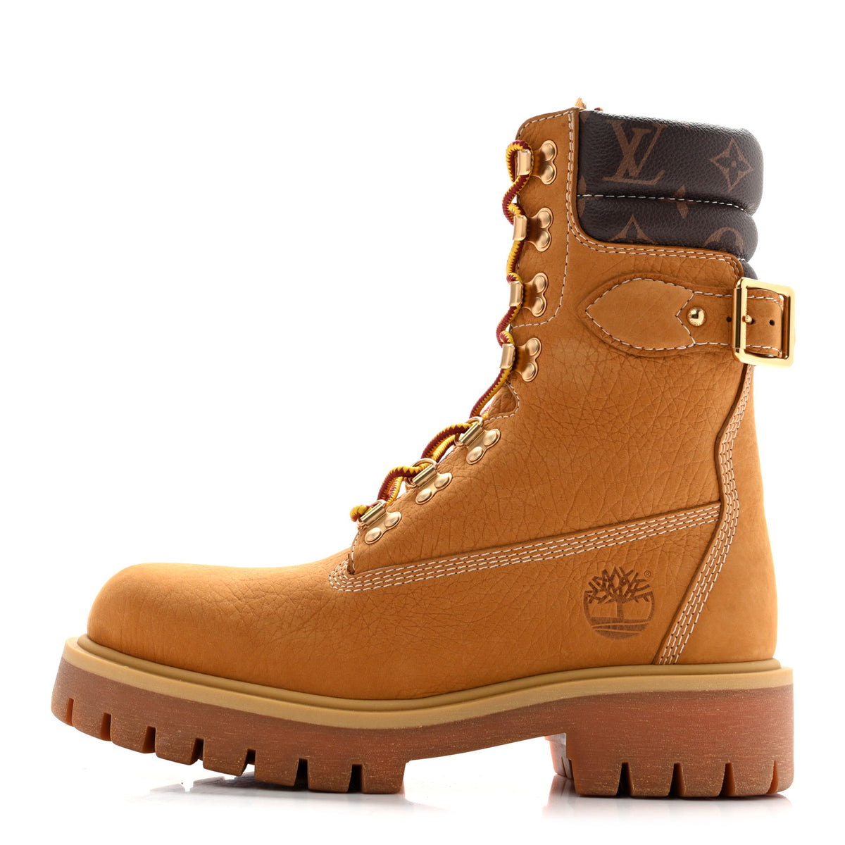 X TIMBERLAND Grained Calfskin Monogram Mens Ranger Boots 8.5 Wheat