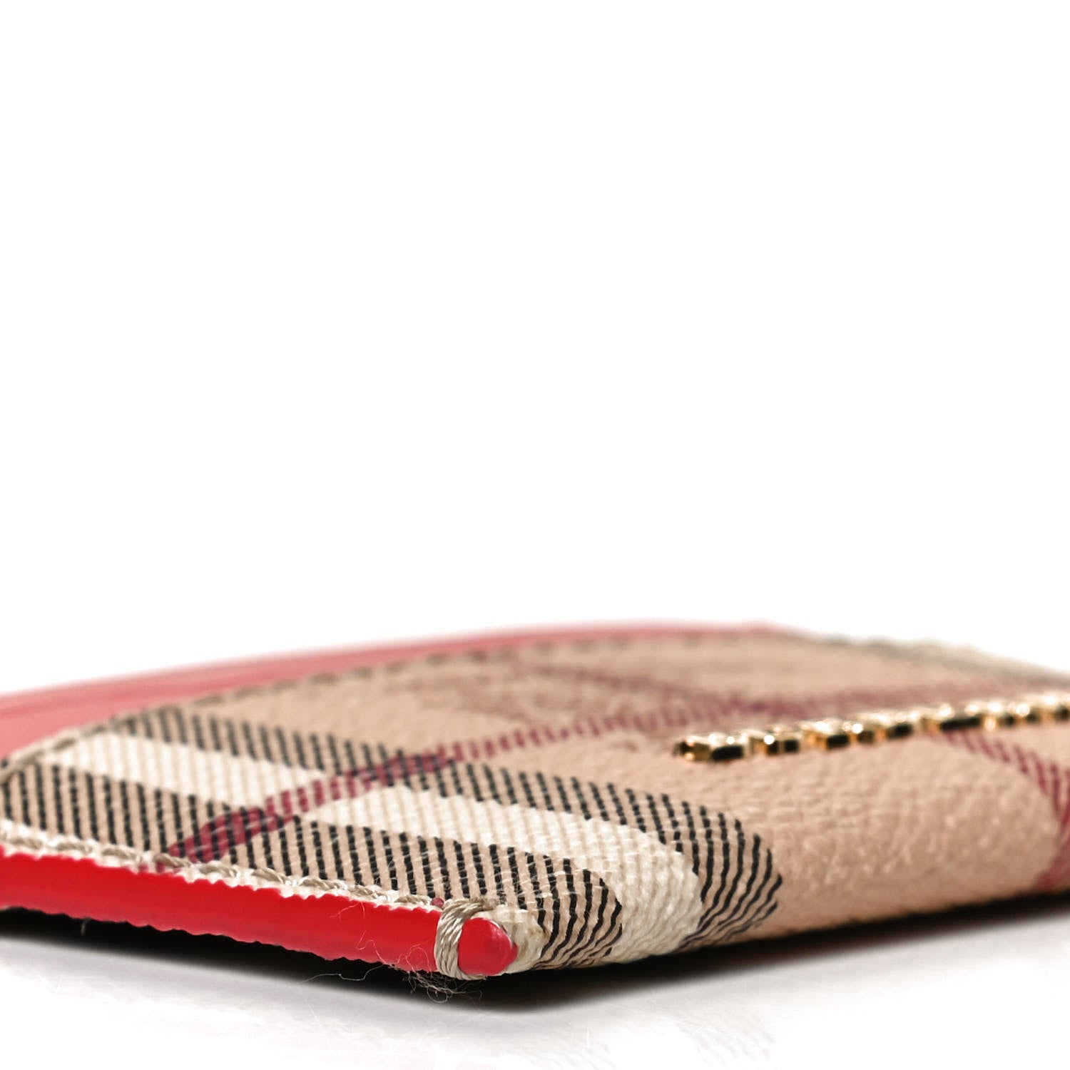 Burberry Soft Grain Calfskin Haymarket Check Izzy Card Case Red 7 of 8