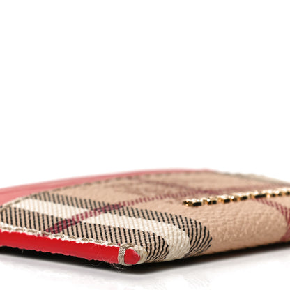 Burberry Soft Grain Calfskin Haymarket Check Izzy Card Case Red 7 of 8