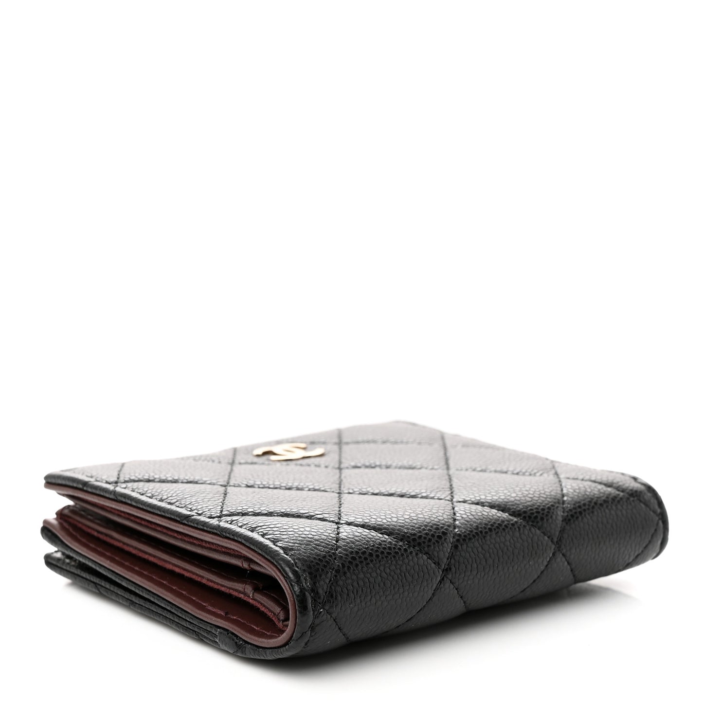 Caviar Quilted CC Zip Compact Wallet Black