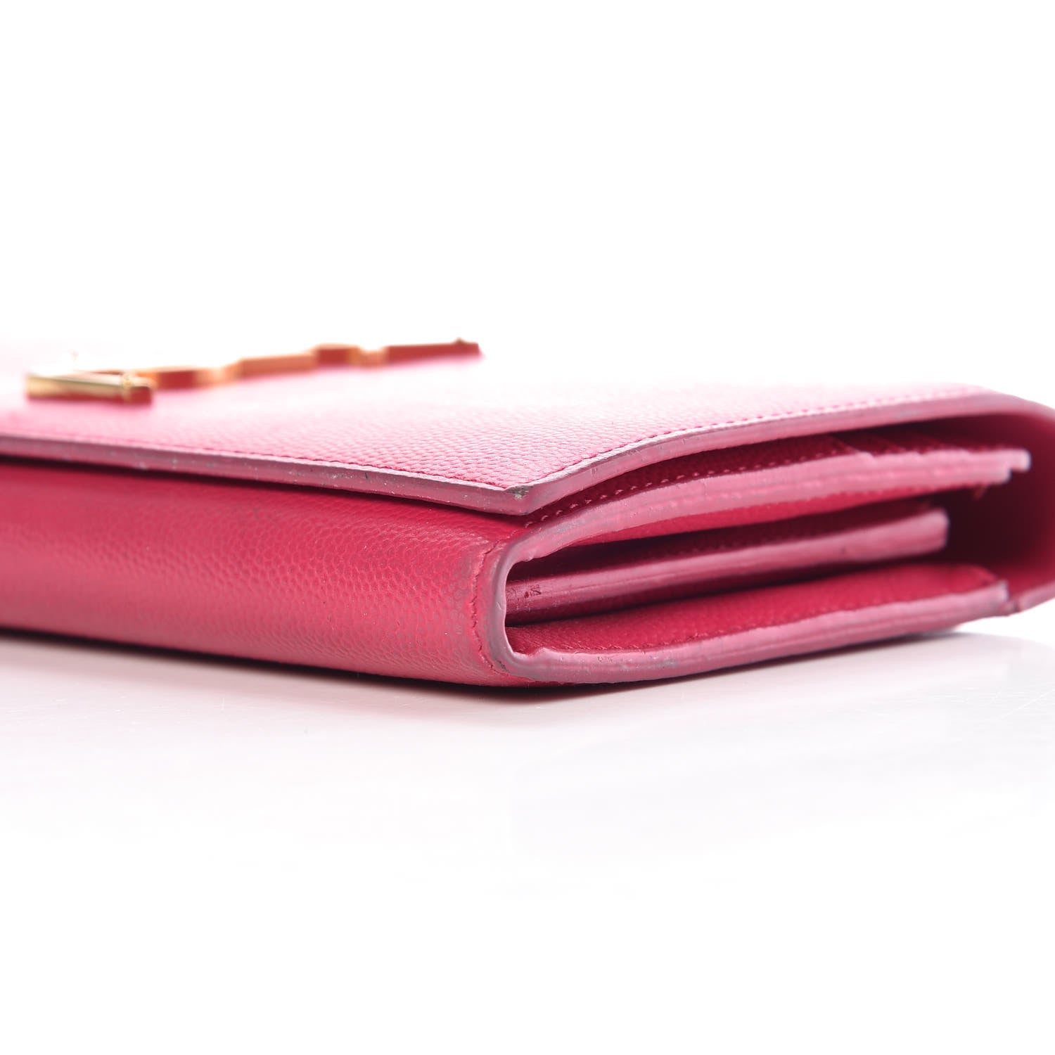 Saint Laurent Grain De Poudre Classic Monogram Cassandre Wallet Fuchsia 12 of 38