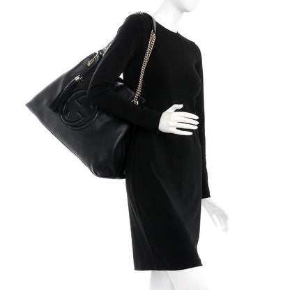 Gucci Pebbled Calfskin Large Soho Chain Shoulder Bag Black 2 of 10