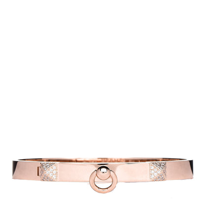 Hermes 18K Rose Gold Diamond PM Collier De Chien Bracelet SH 1 of 5