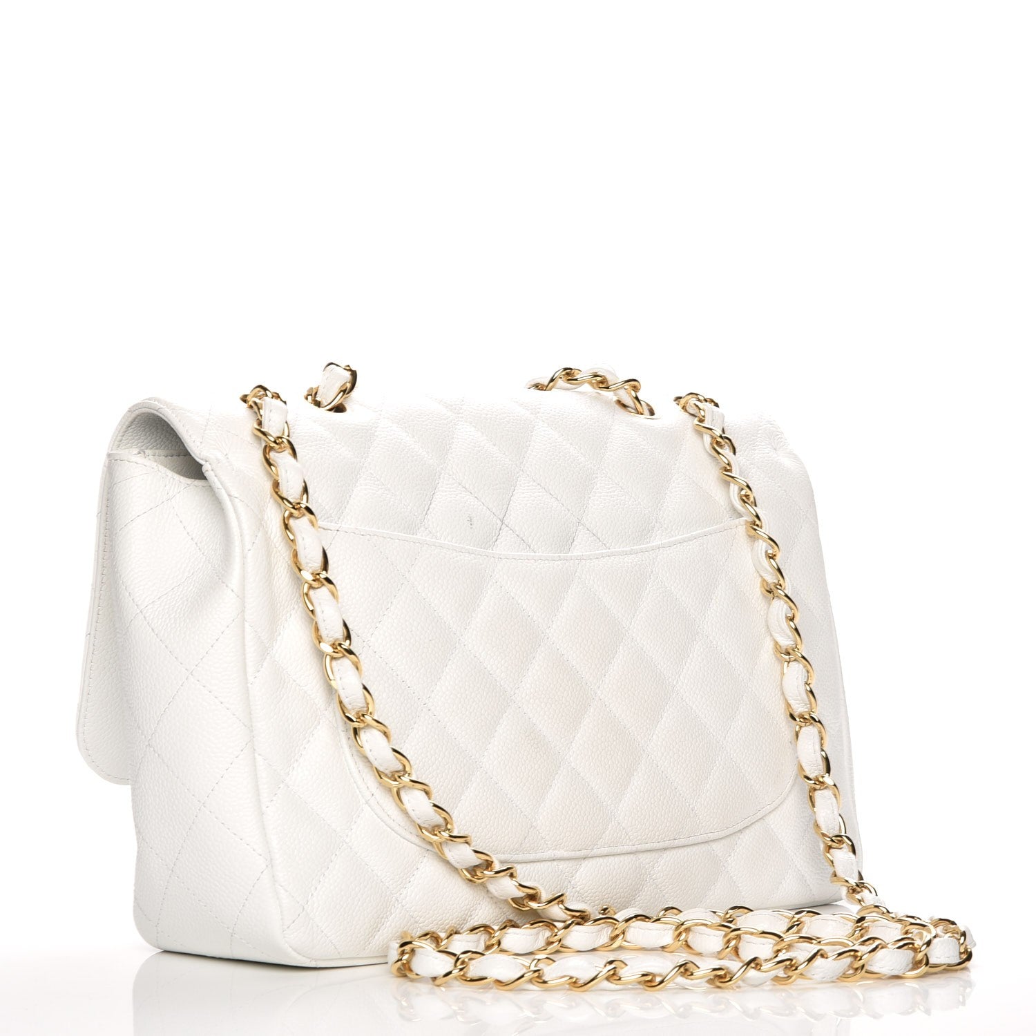 Chanel Caviar Quilted Jumbo Single Flap White 3 of 10