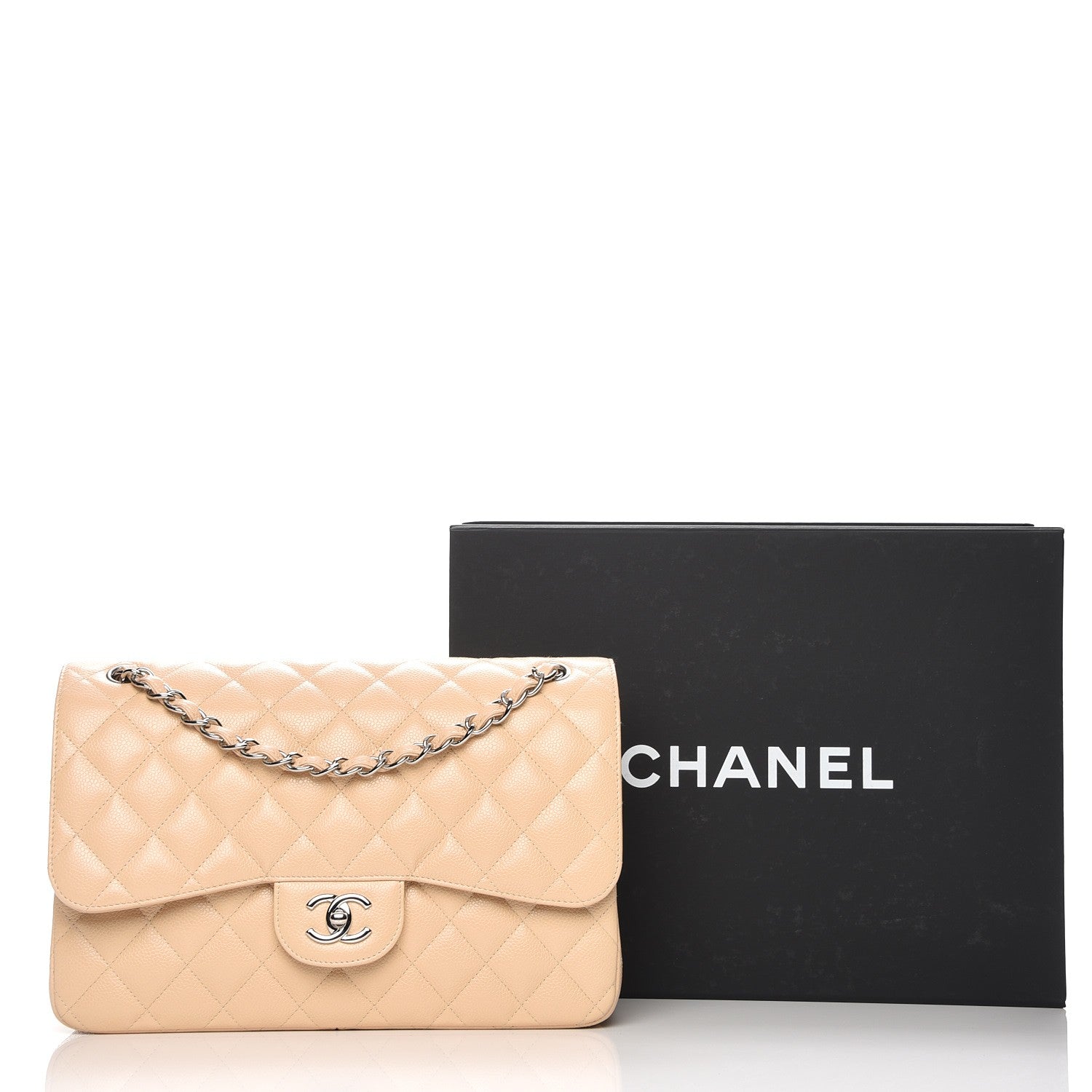 Chanel Caviar Quilted Jumbo Double Flap Beige Clair 8 of 8