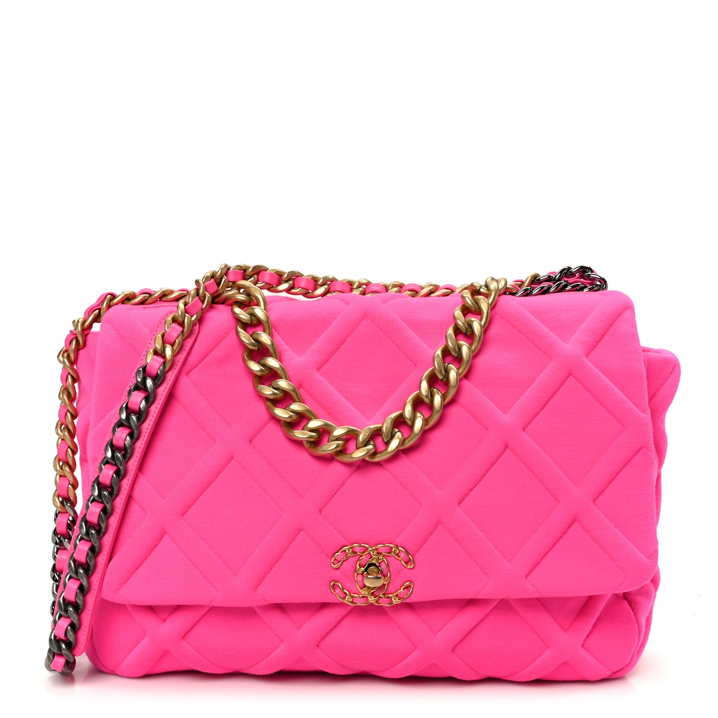 Jersey Lambskin Quilted Maxi Chanel 19 Flap Dark Pink
