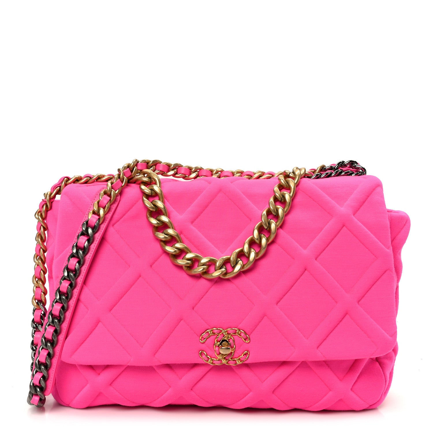 Chanel Jersey Lambskin Quilted Maxi Chanel 19 Flap Dark Pink 1 of 10