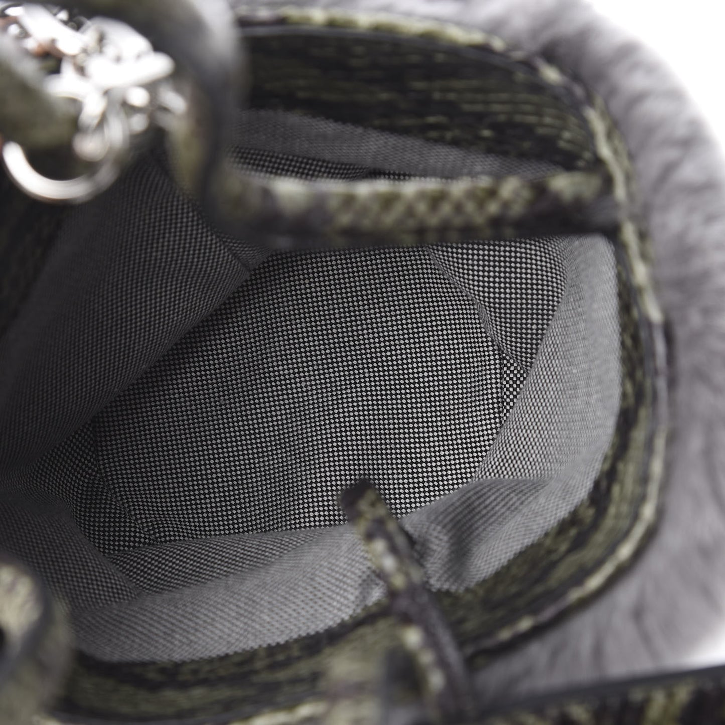 Rabbit Fur Snakeskin Mini Roxy Bucket Grey