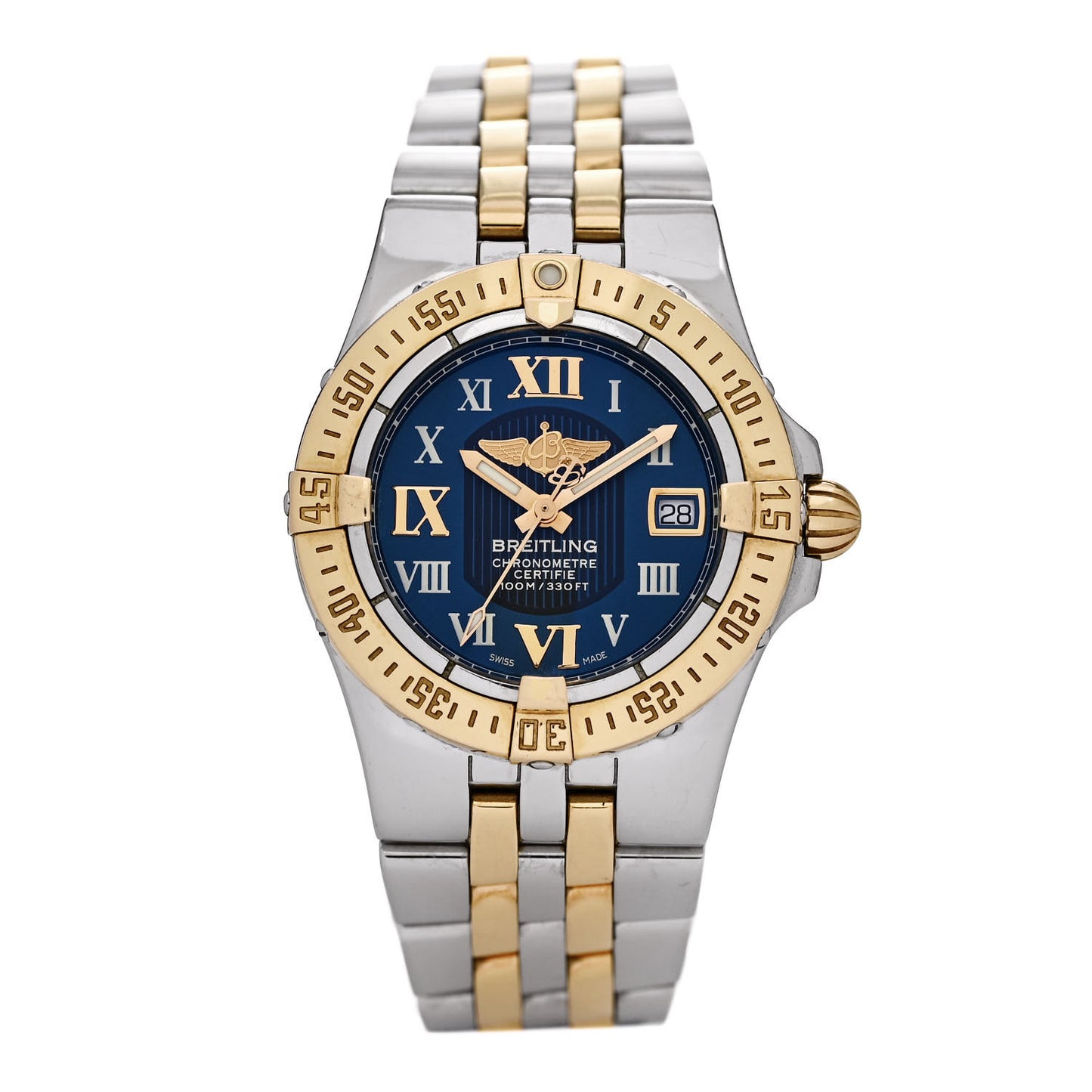 Stainless Steel 18K Yellow Gold 30mm Galactic Quartz Watch Blue C71340