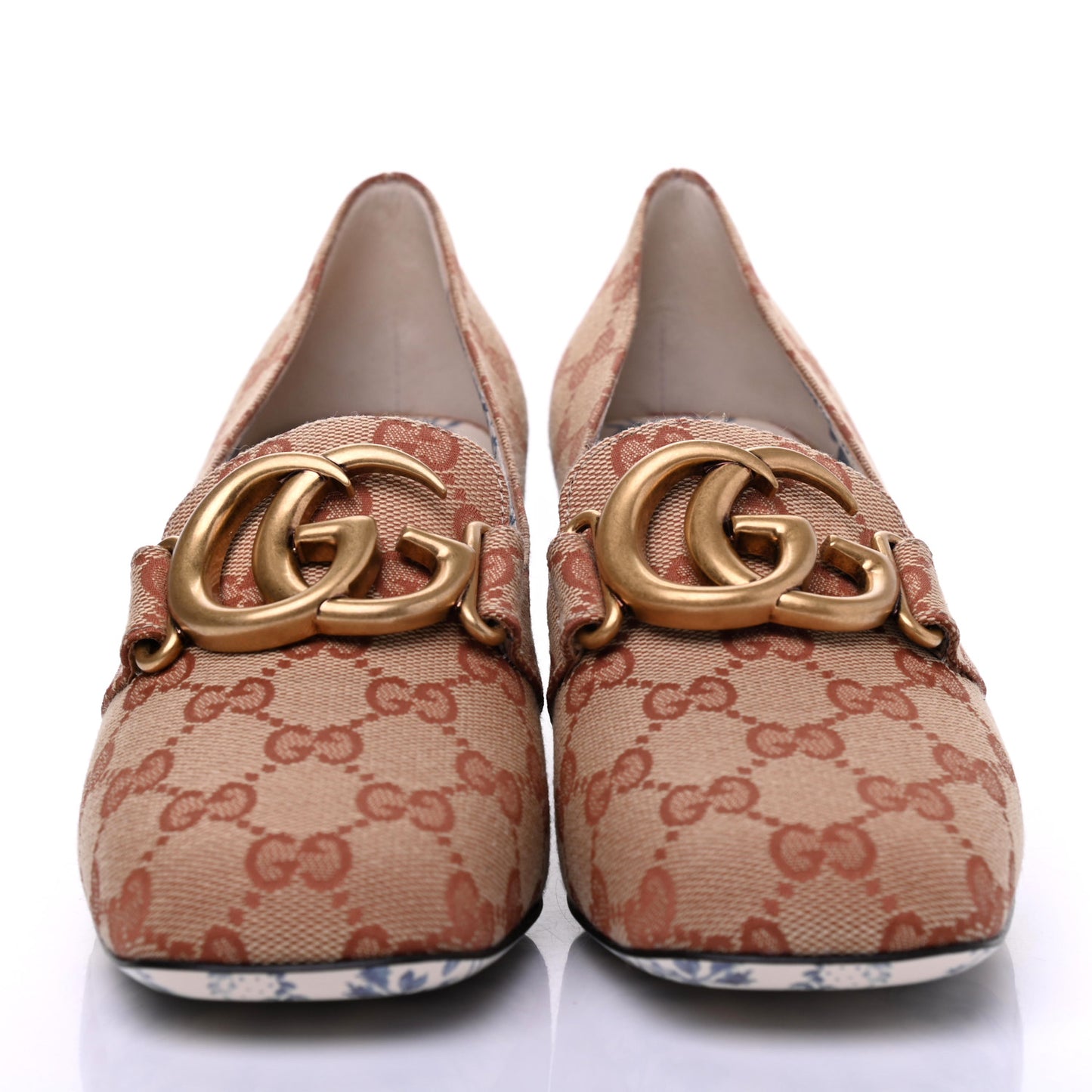 Monogram GG Victoire 55mm Loafer Pumps 38 Beige Ruggine