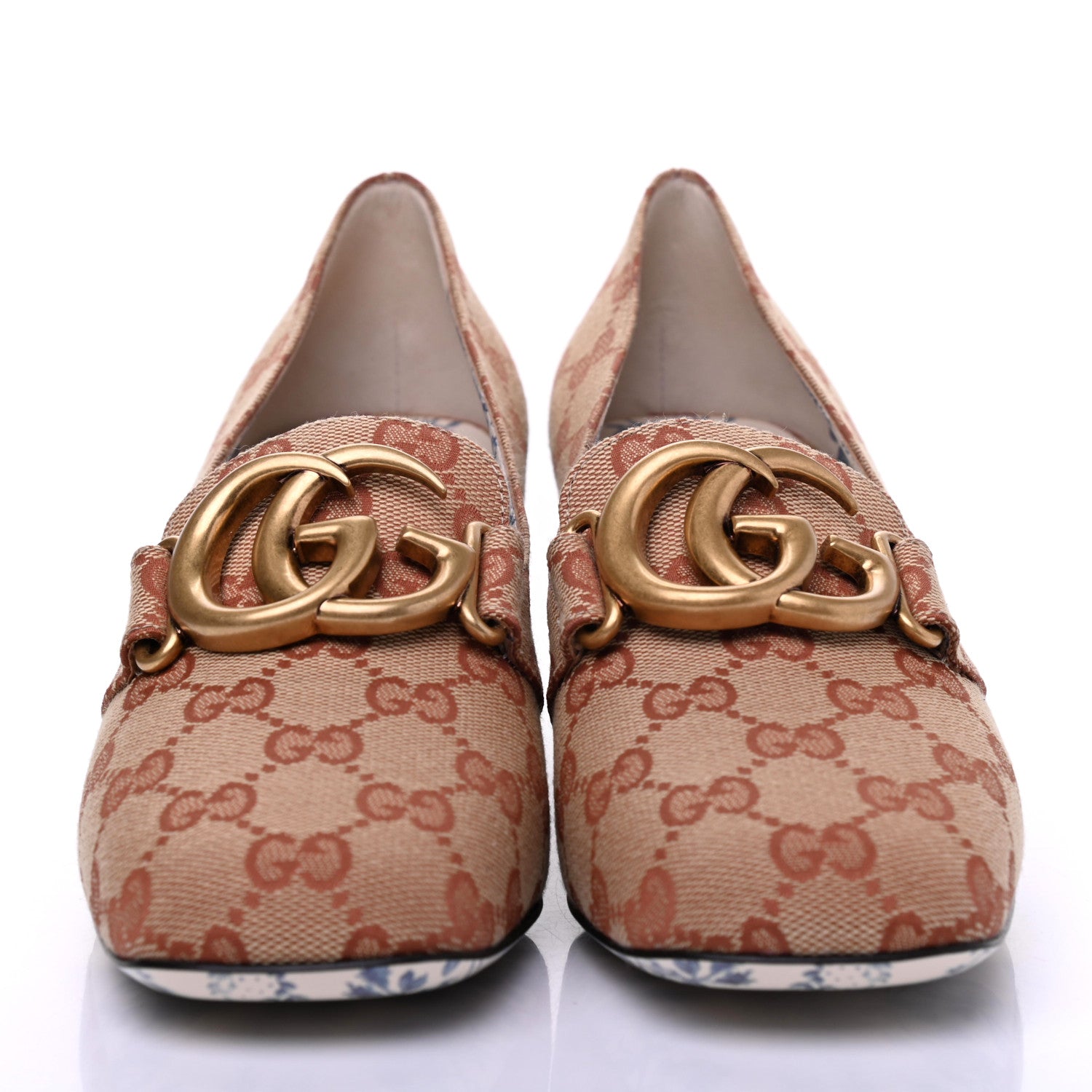 Gucci Monogram GG Victoire 55mm Loafer Pumps 38 Beige Ruggine 2 of 10