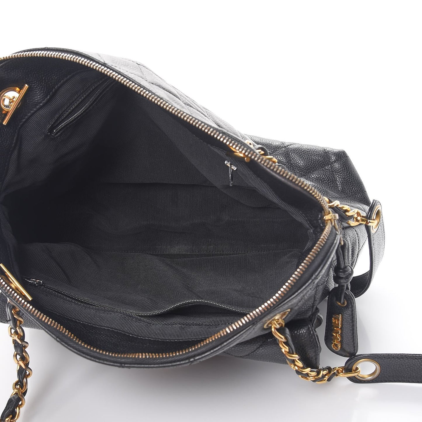 Caviar Quilted Flap Shoulder Bag Black