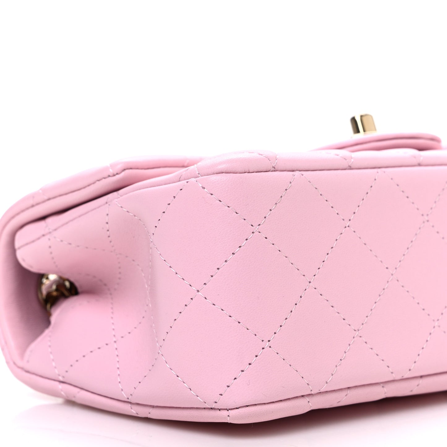 Lambskin Quilted Mini Rectangular Flap Light Pink