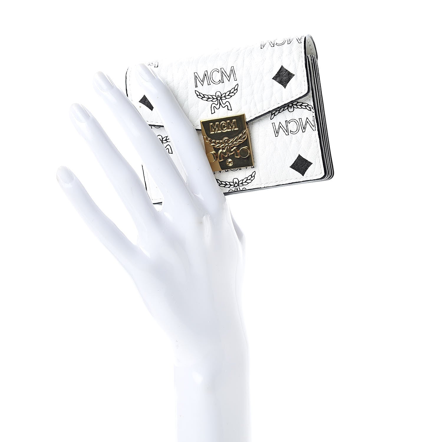 MCM Visetos Mini Accordion Card Wallet White 2 of 8