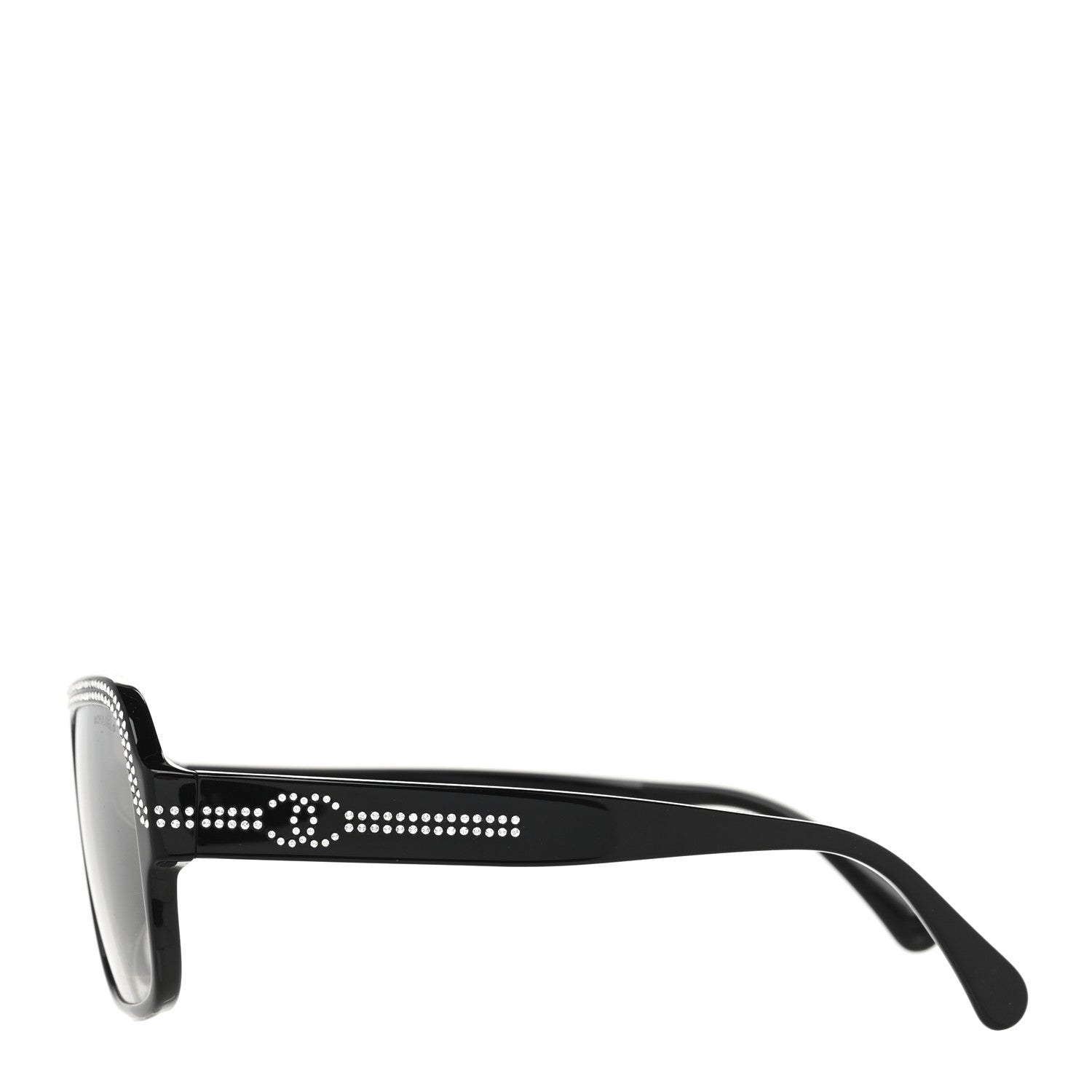 Chanel Crystal CC Shield Sunglasses 71432A Black Silver 3 of 7