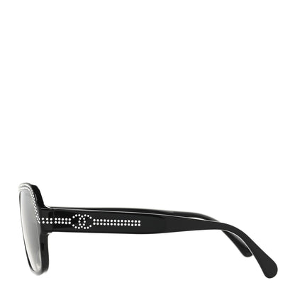Chanel Crystal CC Shield Sunglasses 71432A Black Silver 3 of 7