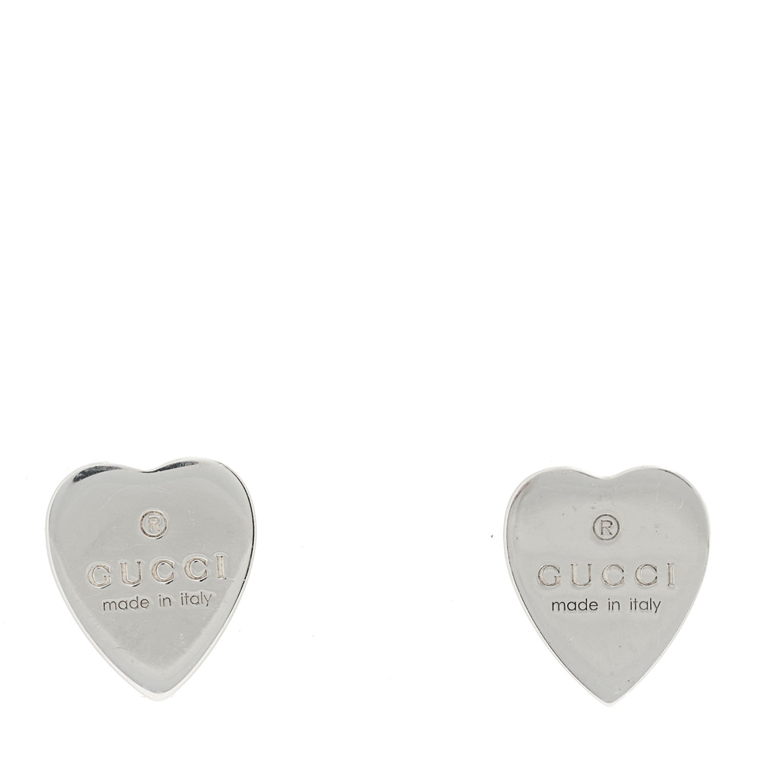 Gucci Sterling Silver Trademark Heart Stud Earrings 1 of 5