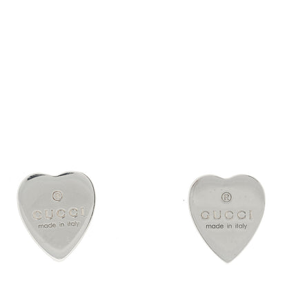 Gucci Sterling Silver Trademark Heart Stud Earrings 1 of 5