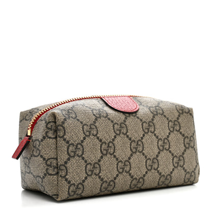 Gucci Soft GG Supreme Monogram Calfskin Small Ophidia Cosmetic Case Beige Ebony Hibiscus Red 3 of 7